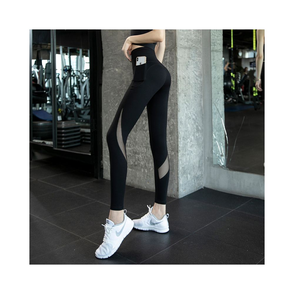 Yoga pants for women high waist quick drying lifted buttocks slim fit peach buttocks running pocket fitness pants sports pants for women image 0