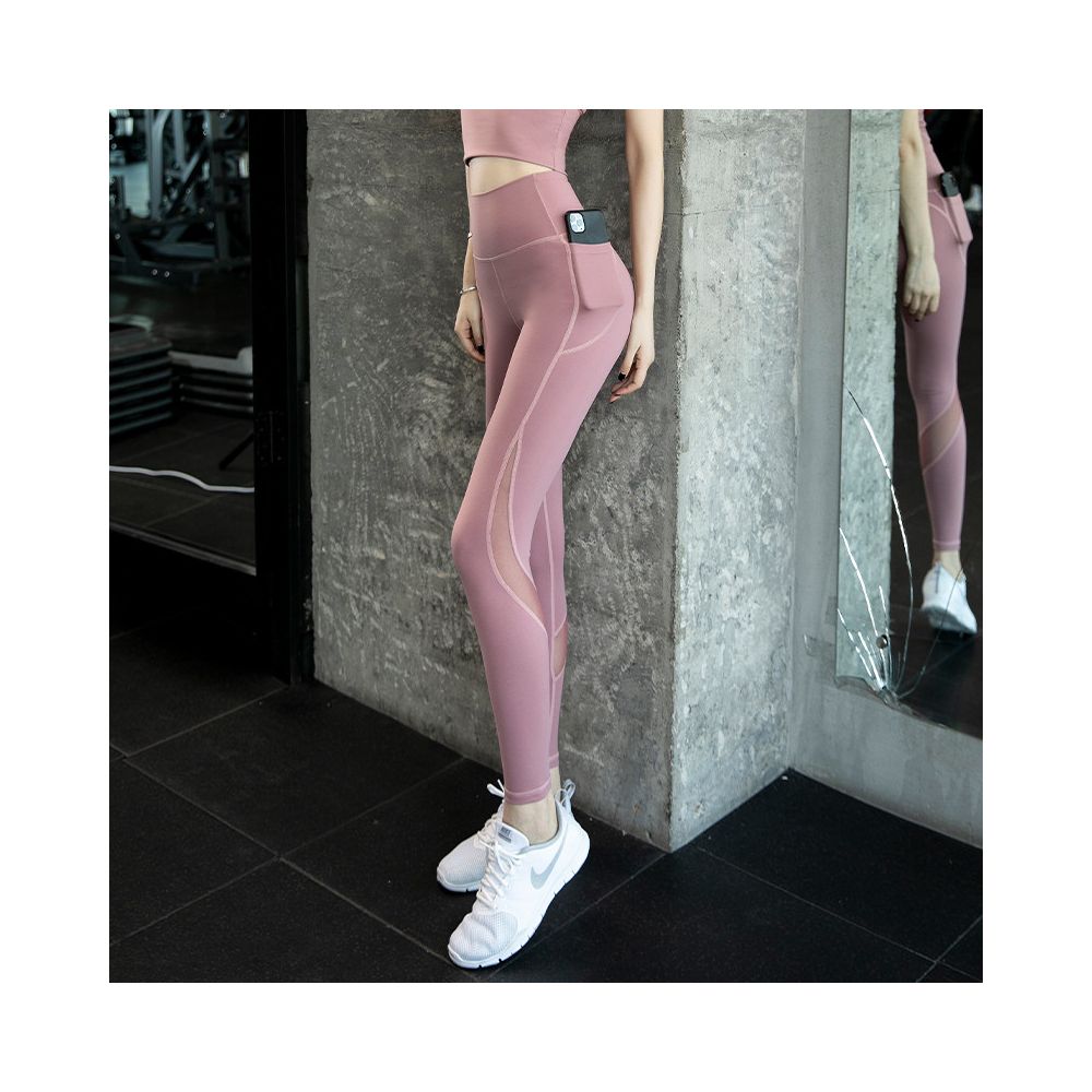 Yoga pants for women high waist quick drying lifted buttocks slim fit peach buttocks running pocket fitness pants sports pants for women
