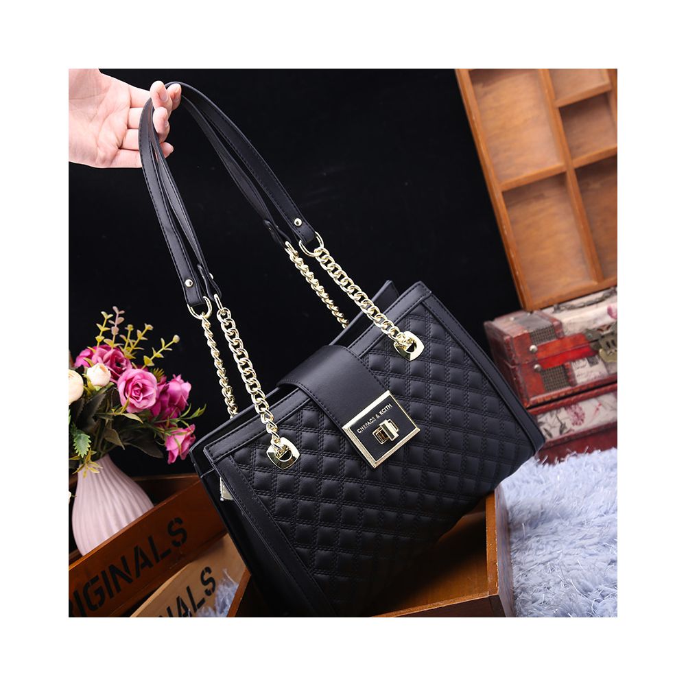 Ouleshi Authentic Brand Women s Bag 2025 Spring Summer New Fashion Leather Diamond Grid Chain Single Shoulder Large Tote Bag image 2
