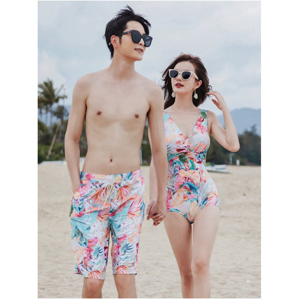 Couple swimsuit women s summer 2026 new sexy jumpsuit style slimming and belly covering beach vacation hot spring men s suit image 3