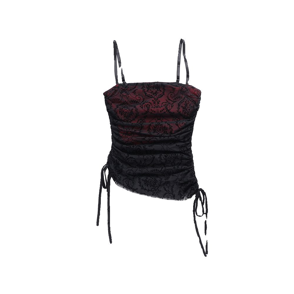 Subcultural wheels dance outfit black queen sexy suit women s lace camisole spicy girl slim fit bell bottom pants image 5