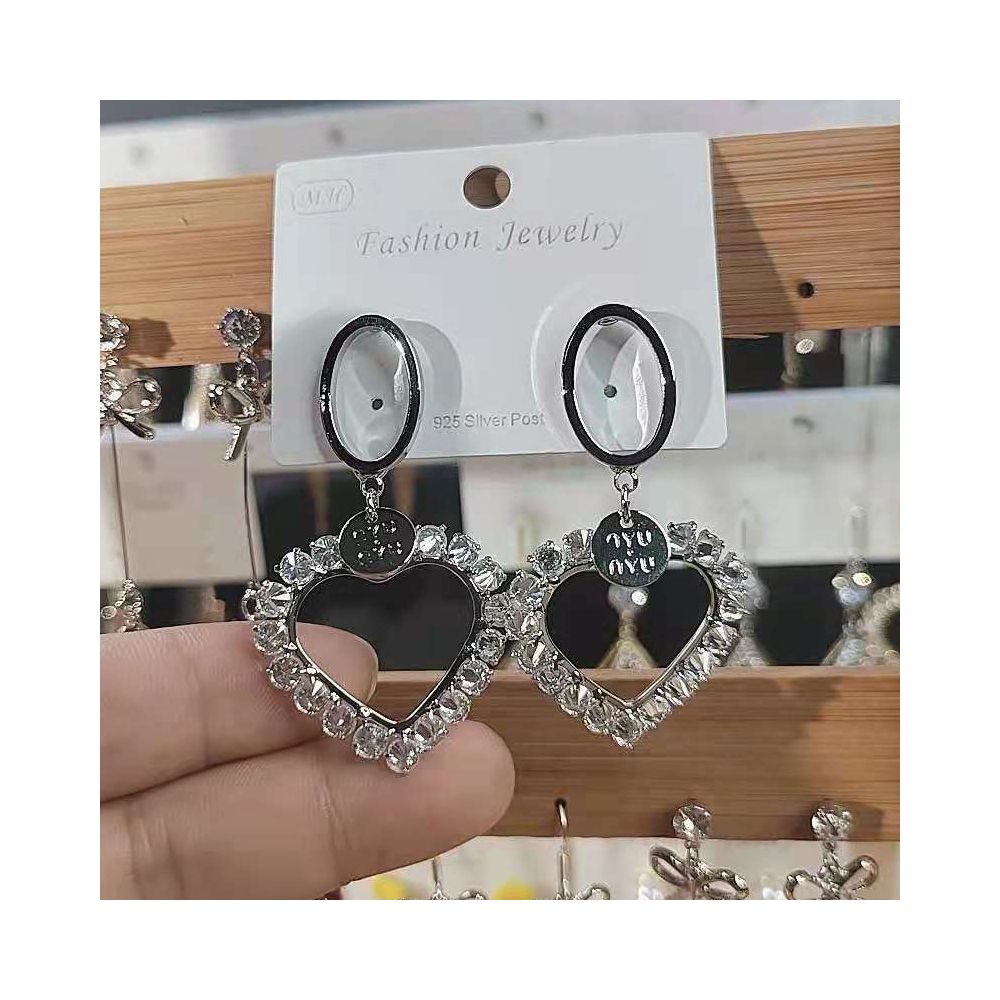 925 silver needle triangle long tassel earrings exaggerated internet celebrity night shop style European and American fashion exaggerated earrings earrings earrings earrings