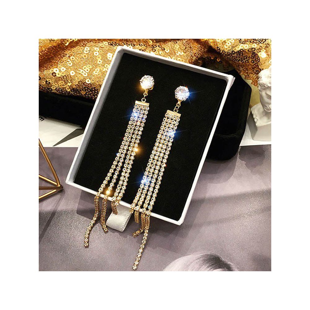 925 silver needle triangle long tassel earrings exaggerated internet celebrity night shop style European and American fashion exaggerated earrings earrings earrings earrings