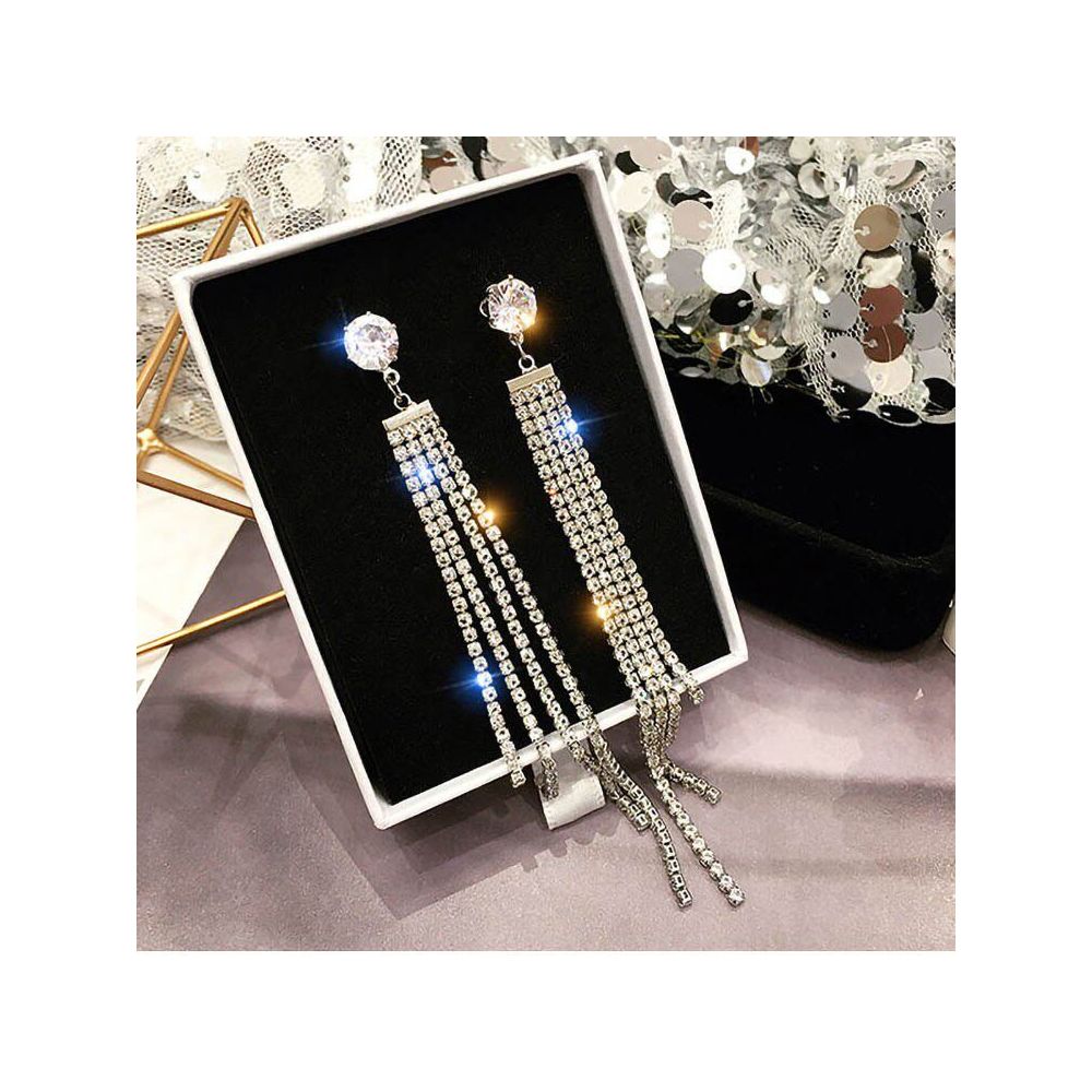 925 silver needle triangle long tassel earrings exaggerated internet celebrity night shop style European and American fashion exaggerated earrings earrings earrings earrings