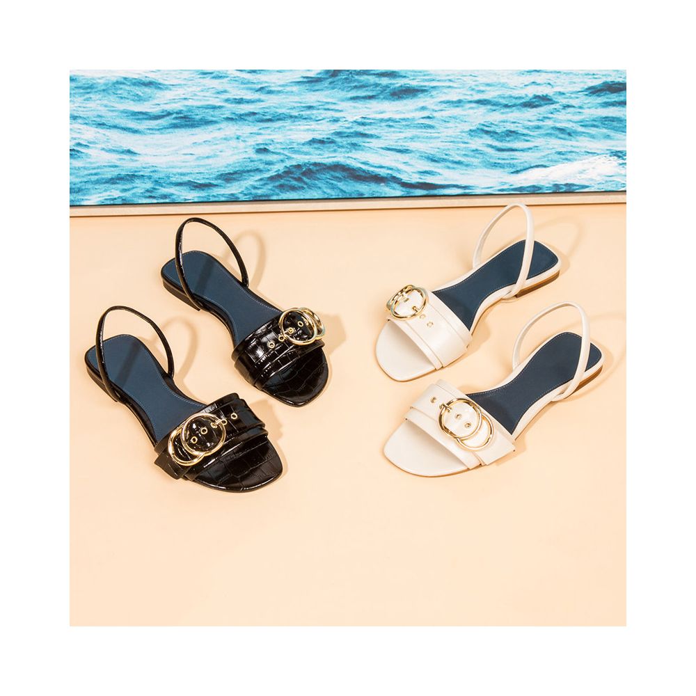 Cut size clearance 2026 spring summer versatile casual flat shoes fairy style Roman sandals Bohemian style image 1