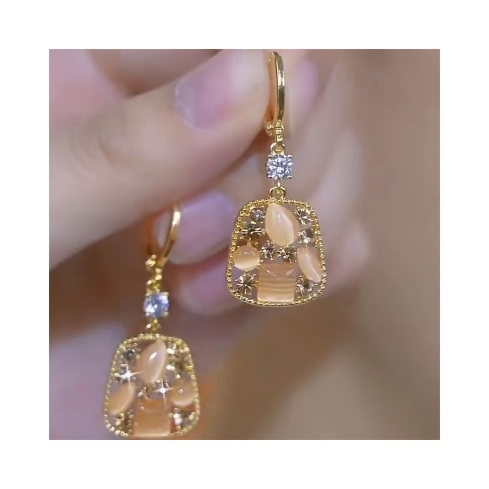 High end internet celebrity popular geometric diamond long tassel earrings with fashionable and luxurious temperament 2025 new trend