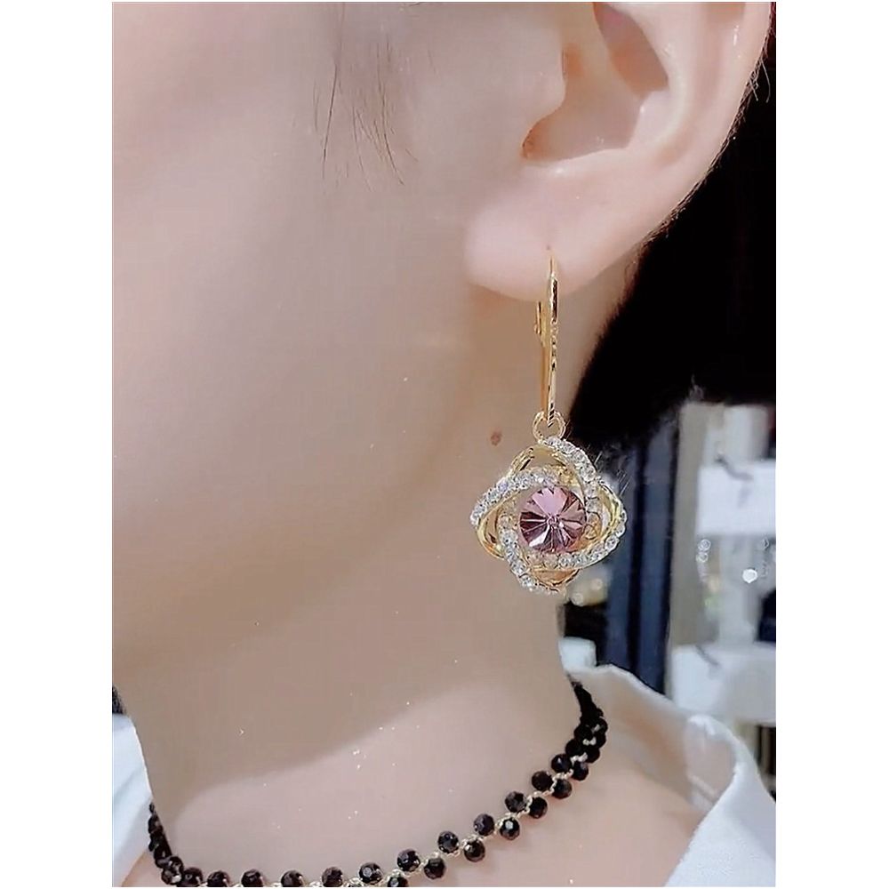 2023 new trendy high end earrings purple crystal flower full diamond earrings with feminine charm 925 silver needle earrings image 4