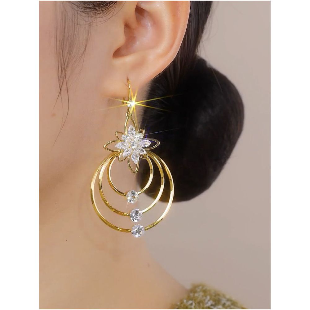 Exaggerated design sense multi layered large circle earrings women s fashion personality big brand light luxury high end feeling earrings European and American earrings image 2