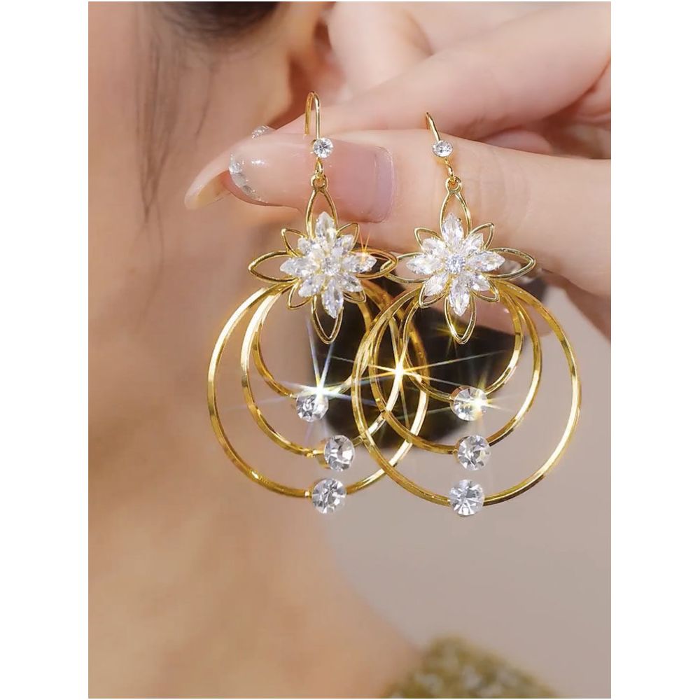 Exaggerated design sense multi layered large circle earrings women s fashion personality big brand light luxury high end feeling earrings European and American earrings image 3