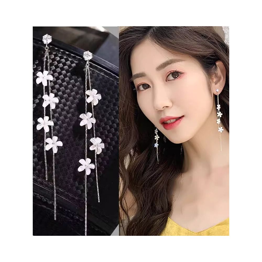 2025 New Trendy Long Style Tassel Earrings Anti Allergy 999 Pure Silver Earrings Internet Famous Immortal Charm Earrings Versatile image 2