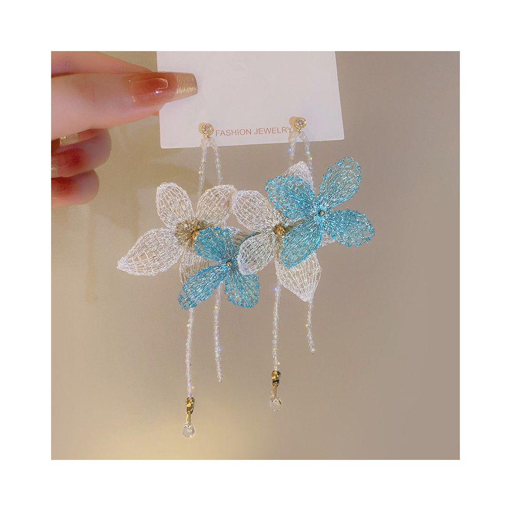 Handmade Embroidery Color Contrasting Beads Flower Earrings Women s Exaggerated Atmosphere Seaside Earrings Tourism Vacation Style Earrings Earrings image 5