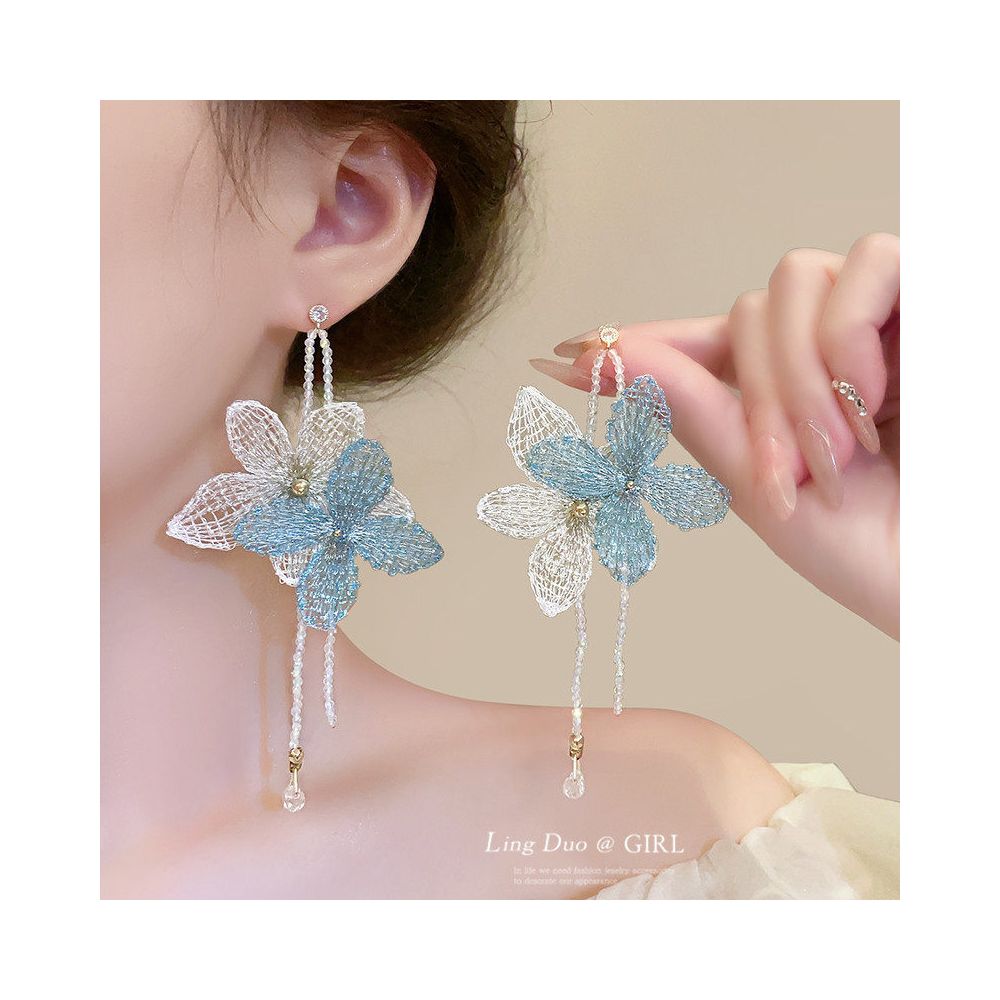 Handmade Embroidery Color Contrasting Beads Flower Earrings Women s Exaggerated Atmosphere Seaside Earrings Tourism Vacation Style Earrings Earrings image 0