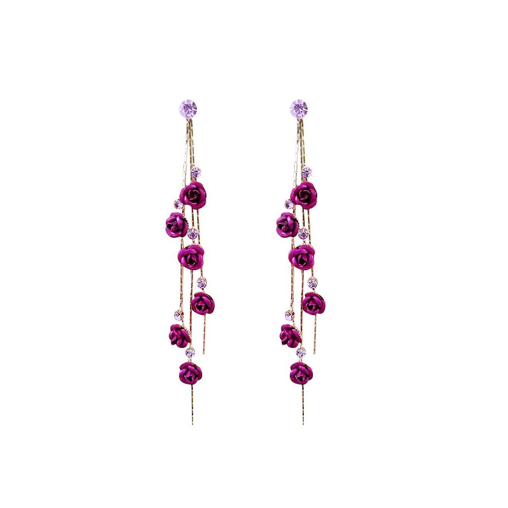 925 silver needle Japanese and Korean earrings long style tassel earrings for women with a high end feel rose earrings internet famous earrings for women image 4