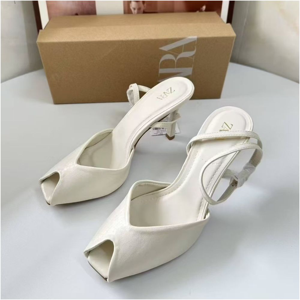 ZA Spain 2025 New Summer Women s Shoes Peep Toe Square Toe Elegant Mary Jane Shoes for Commuter Use with Stiletto Heels image 2