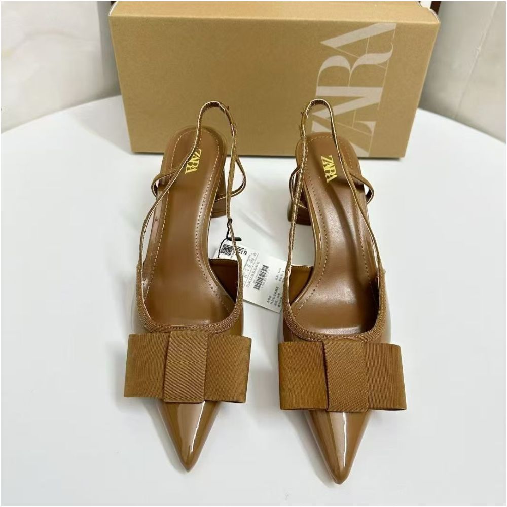 ZA Women s Shoes 2025 New Style Chunky Heel Elegant High Heels Closed Toe Shallow Mouth Back Strap Women s Single Shoes image 0