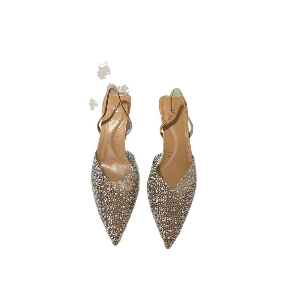 ZA Women s Shoes 2025 Spring New Transparent PVC Pearl Rhinestone Pointed Toe Fashion Back Strap High Heel Stiletto Women s Shoes image 4
