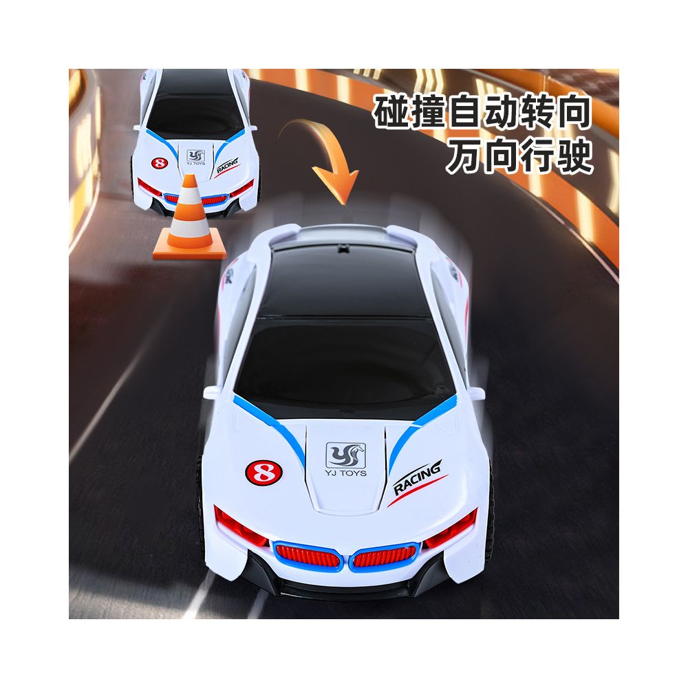 White racing car transforming robot with lights and music omnidirectional automatic shape changing toy for boys image 2