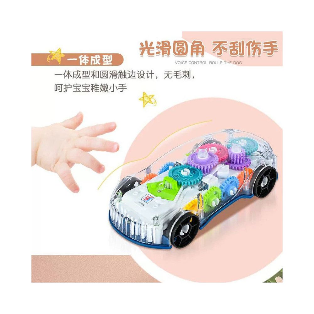 In stock children s interactive transparent gear racing car universal walking light and music electric toy car model image 3