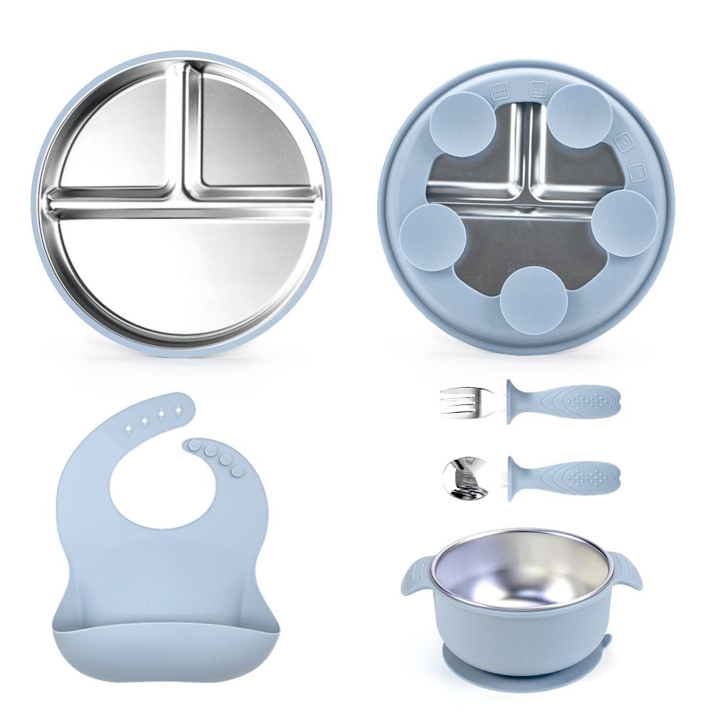 Children s tableware suction cup type 304 stainless steel tableware set with suction cup serving plate baby plate rice plate