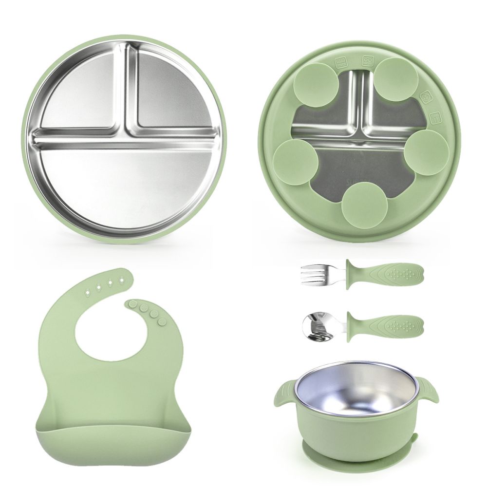 Children s tableware suction cup type 304 stainless steel tableware set with suction cup serving plate baby plate rice plate