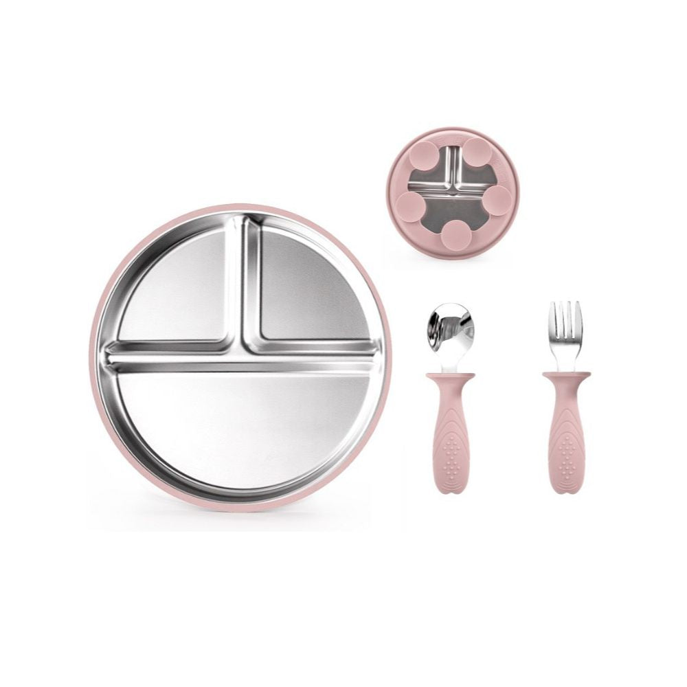 Children s tableware suction cup type 304 stainless steel tableware set with suction cup serving plate baby plate rice plate