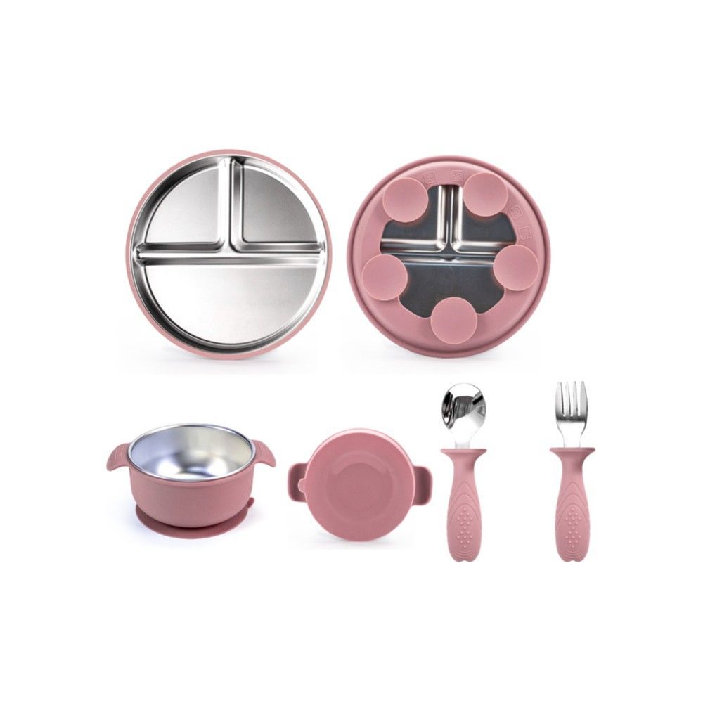 Children s tableware suction cup type 304 stainless steel tableware set with suction cup serving plate baby plate rice plate