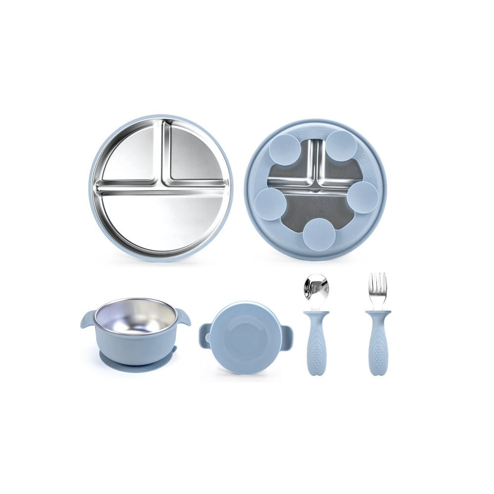 Children s tableware suction cup type 304 stainless steel tableware set with suction cup serving plate baby plate rice plate