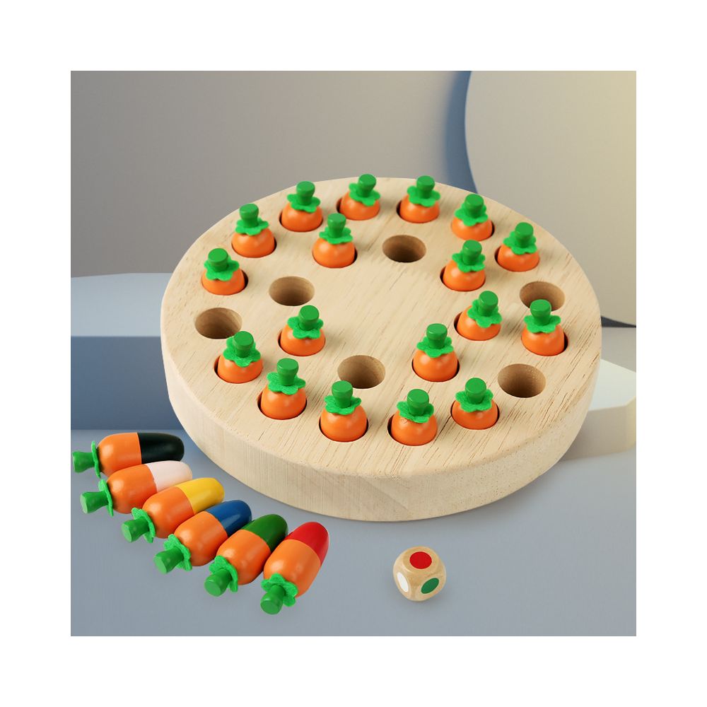 Wooden Fun Radish and Mushroom Memory Board Game A Children s Educational and Focus Boosting Interactive Tabletop Game image 2