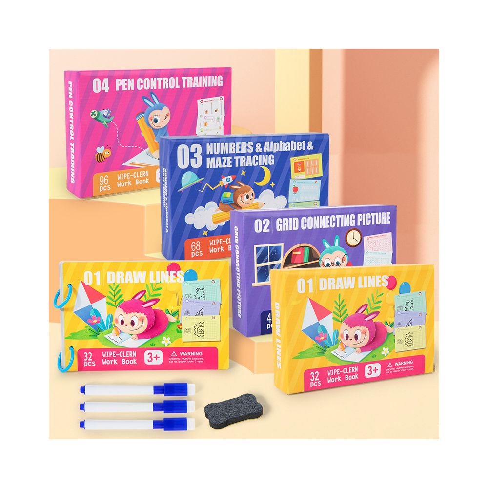 Cross border children s pen control training enlightenment teaching materials early childhood education intellectual water painting book thinking exercise game drawing book image 0