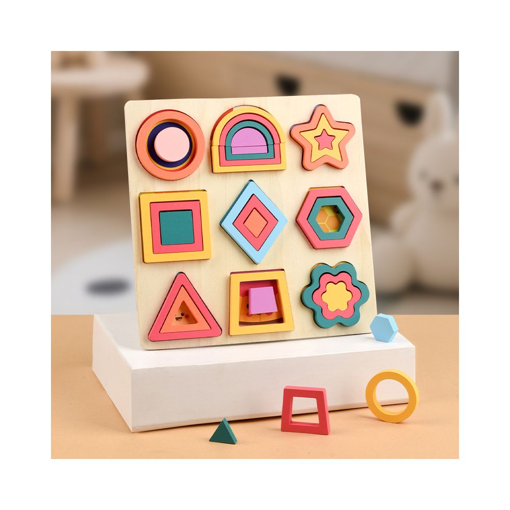 Montessori early childhood education children s intellectual development geometric shape recognition board matching puzzle advanced puzzle toy