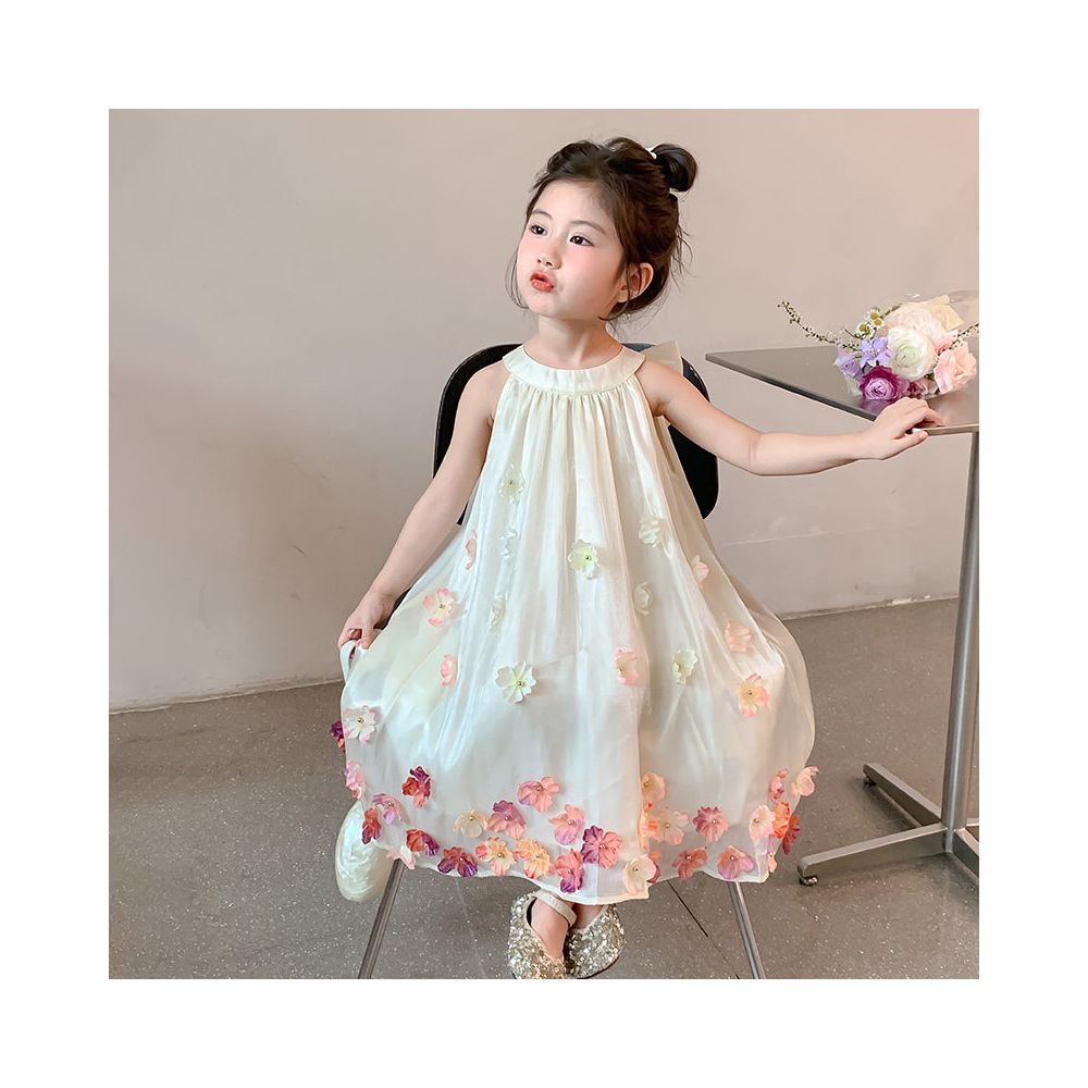 Girls summer dress 2025 new stylish baby tank top princess dress children s summer dress mesh dress