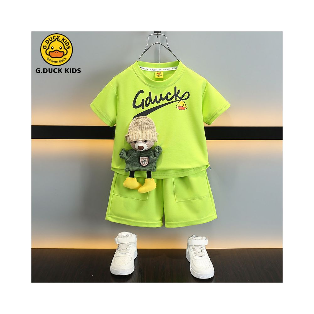 Little Yellow Duck Children s Summer Short sleeved Set for Boys Fashionable Sports Two piece Set Baby s Stylish Cartoon Cute Clothes