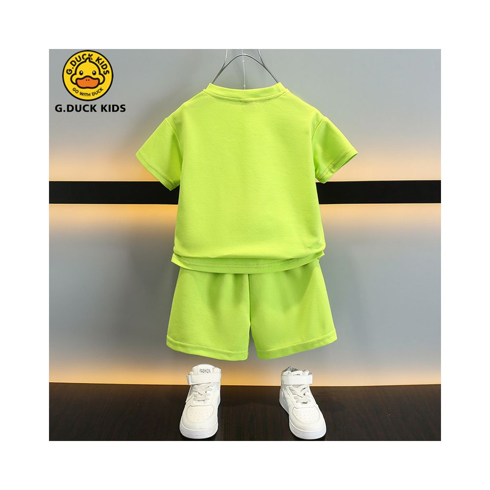 2025 New Style Short Sleeved Summer Set for Boys Stylish Baby Yellow Duck Outfit for Kids Cool and Rebellious Summer Children s Clothing image 3