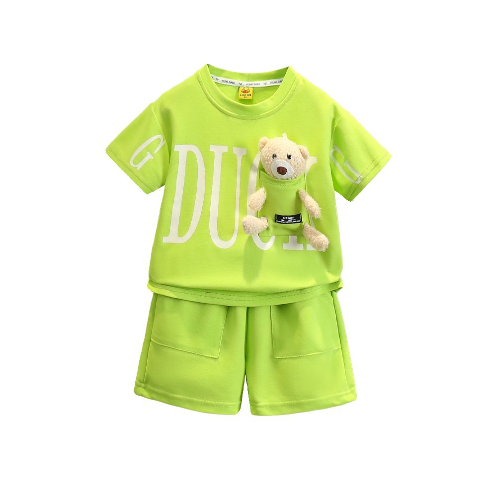 2025 New Style Short Sleeved Summer Set for Boys Stylish Baby Yellow Duck Outfit for Kids Cool and Rebellious Summer Children s Clothing image 4