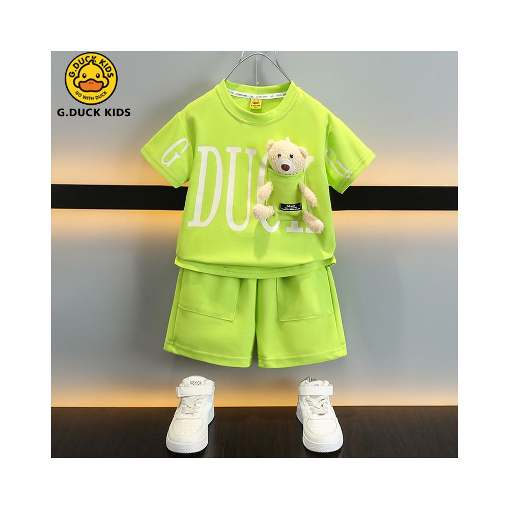 2025 New Style Short Sleeved Summer Set for Boys Stylish Baby Yellow Duck Outfit for Kids Cool and Rebellious Summer Children s Clothing