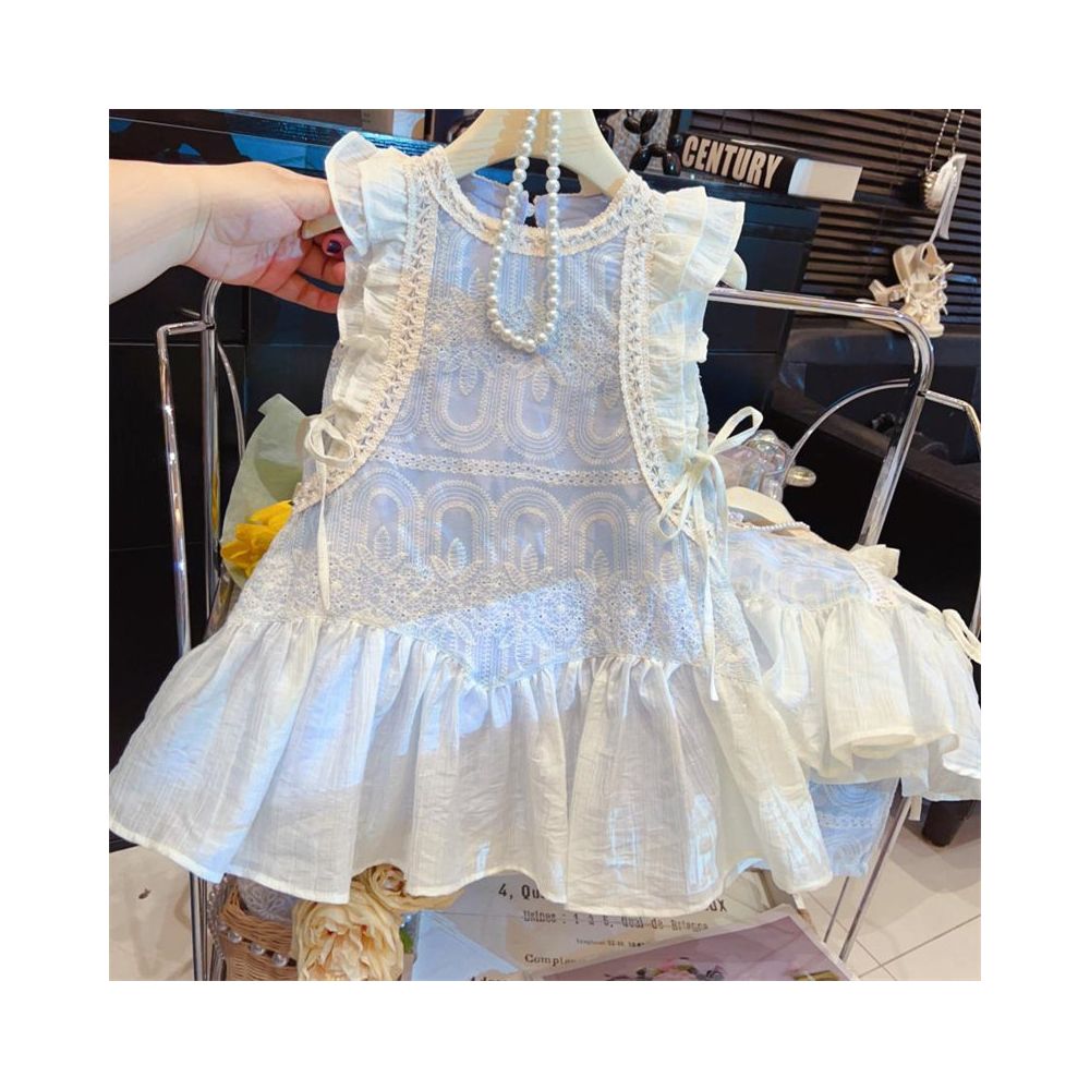 Girls Set 2025 Summer New Style Baby Fragrant Lace Cardigan Coat Top Shorts Dress
