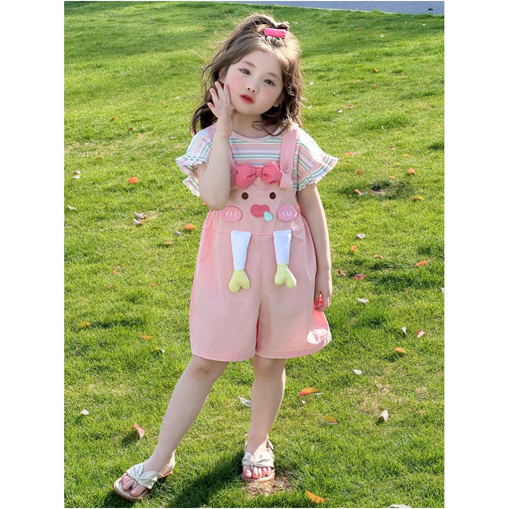 Girls Summer Dress Cartoon Set 2025 New Style Children s Strap Shorts Fashionable Two piece Set Girls Baby Summer Clothes image 3