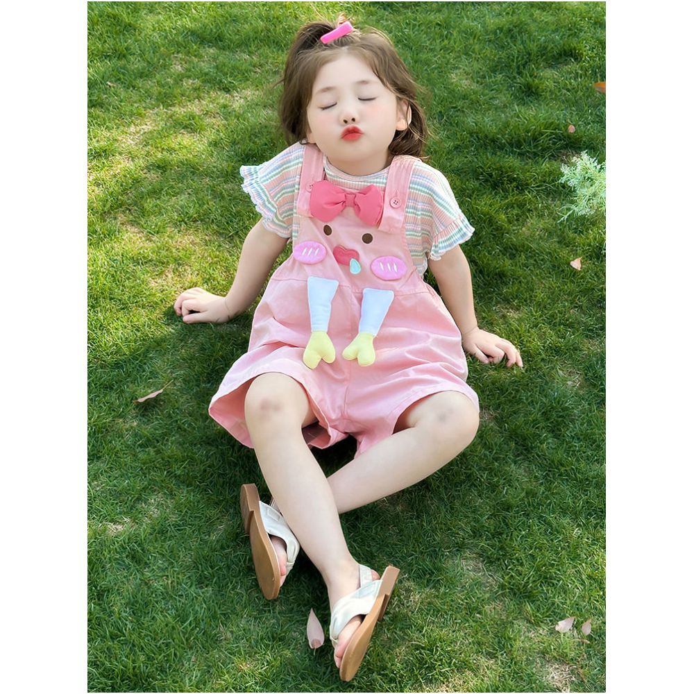 Girls Summer Dress Cartoon Set 2025 New Style Children s Strap Shorts Fashionable Two piece Set Girls Baby Summer Clothes image 4