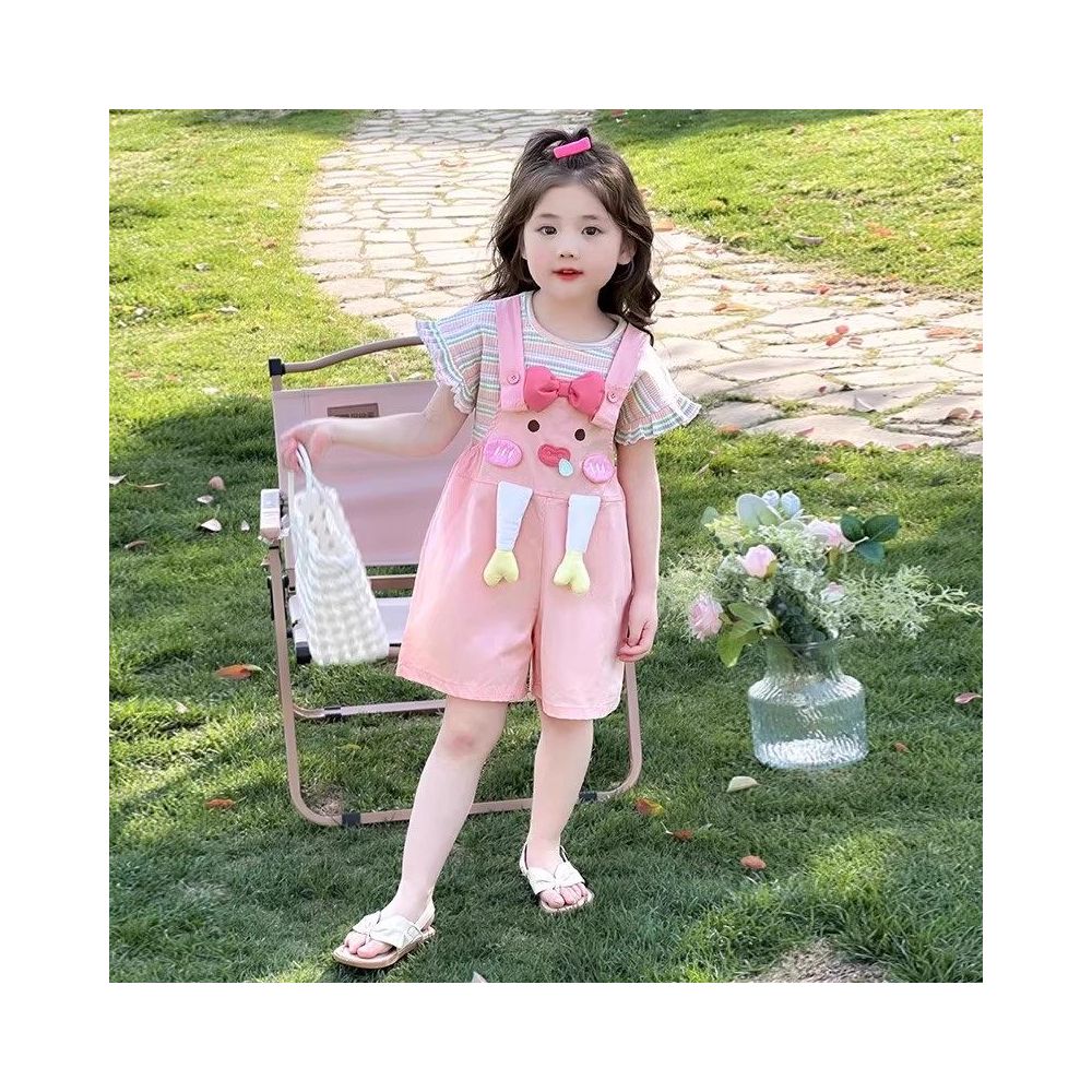 Girls Summer Dress Cartoon Set 2025 New Style Children s Strap Shorts Fashionable Two piece Set Girls Baby Summer Clothes
