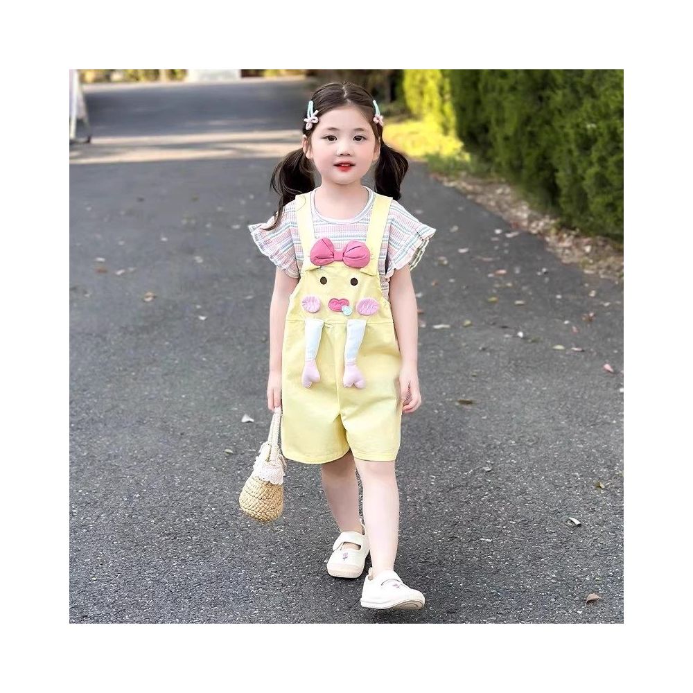 Girls Summer Dress Cartoon Set 2025 New Style Children s Strap Shorts Fashionable Two piece Set Girls Baby Summer Clothes