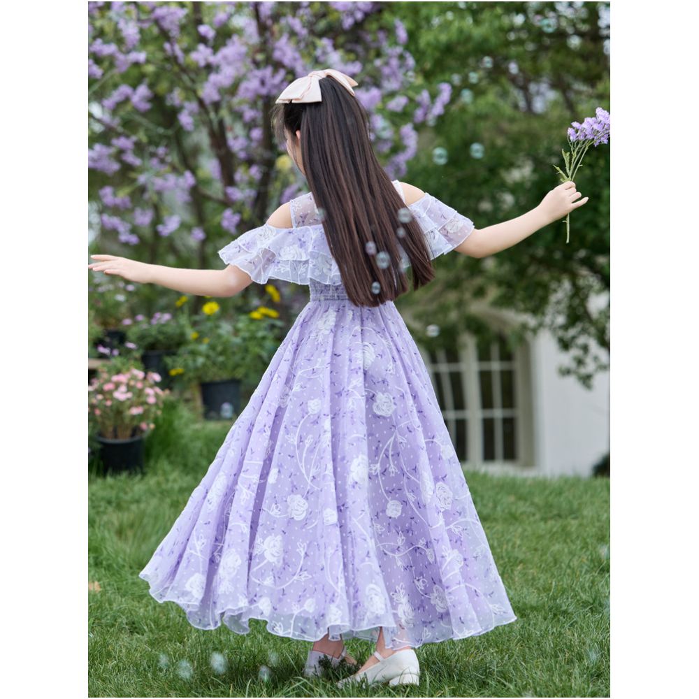 Girls summer 2025 new floral beach dress little girls summer princess dress stylish chiffon long dress image 4
