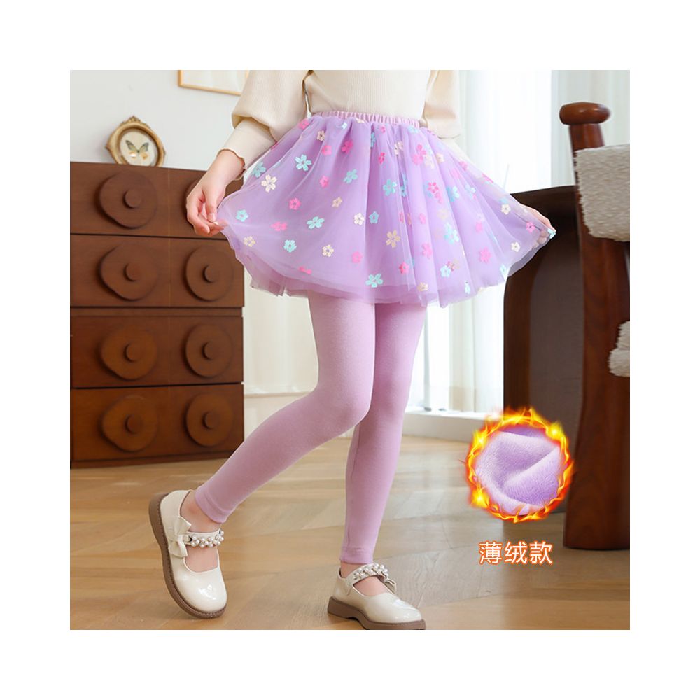 Girls fake two piece one piece skirt and pants for spring and autumn 2025 new children s winter clothing with fleece base skirt and pants for wearing thin fleece on the outside