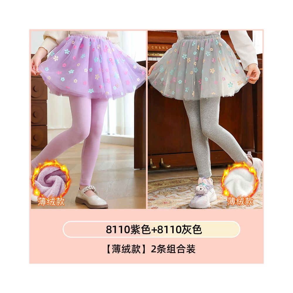 Girls fake two piece one piece skirt and pants for spring and autumn 2025 new children s winter clothing with fleece base skirt and pants for wearing thin fleece on the outside