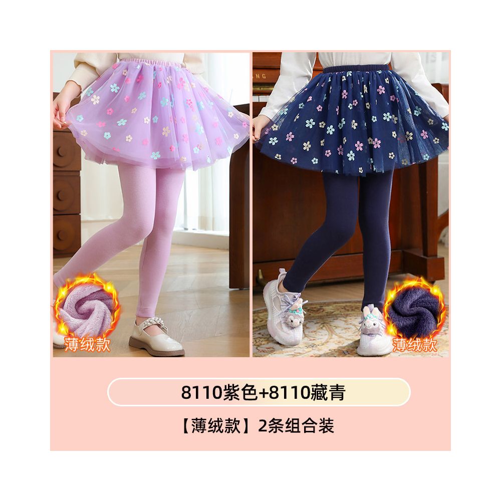 Girls fake two piece one piece skirt and pants for spring and autumn 2025 new children s winter clothing with fleece base skirt and pants for wearing thin fleece on the outside