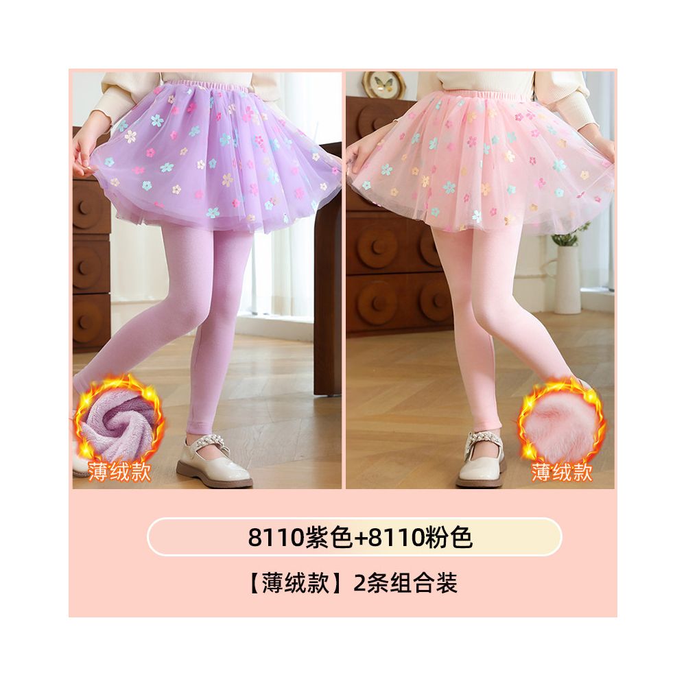 Girls fake two piece one piece skirt and pants for spring and autumn 2025 new children s winter clothing with fleece base skirt and pants for wearing thin fleece on the outside
