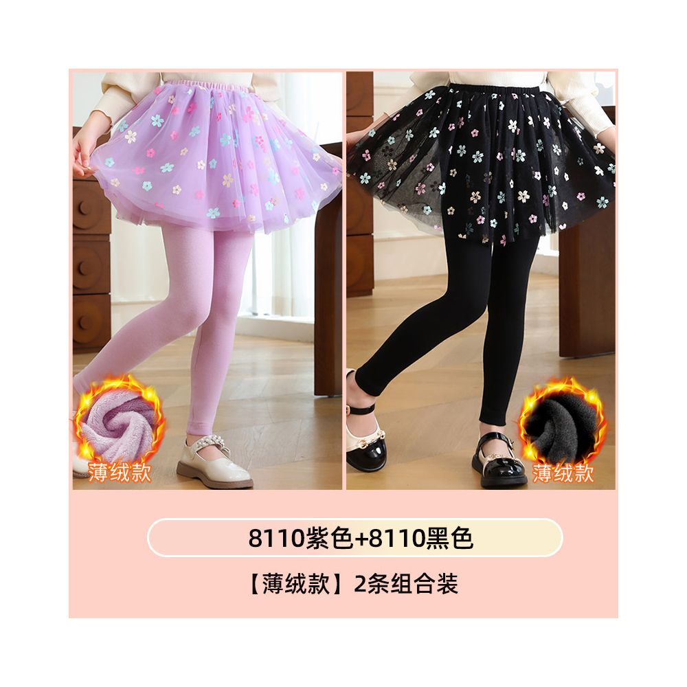 Girls fake two piece one piece skirt and pants for spring and autumn 2025 new children s winter clothing with fleece base skirt and pants for wearing thin fleece on the outside