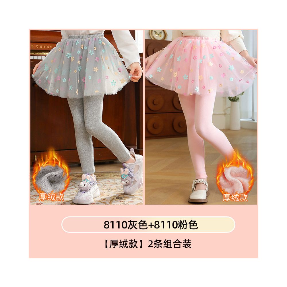 Girls fake two piece one piece skirt and pants for spring and autumn 2025 new children s winter clothing with fleece base skirt and pants for wearing thin fleece on the outside