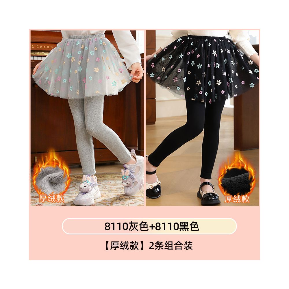 Girls fake two piece one piece skirt and pants for spring and autumn 2025 new children s winter clothing with fleece base skirt and pants for wearing thin fleece on the outside