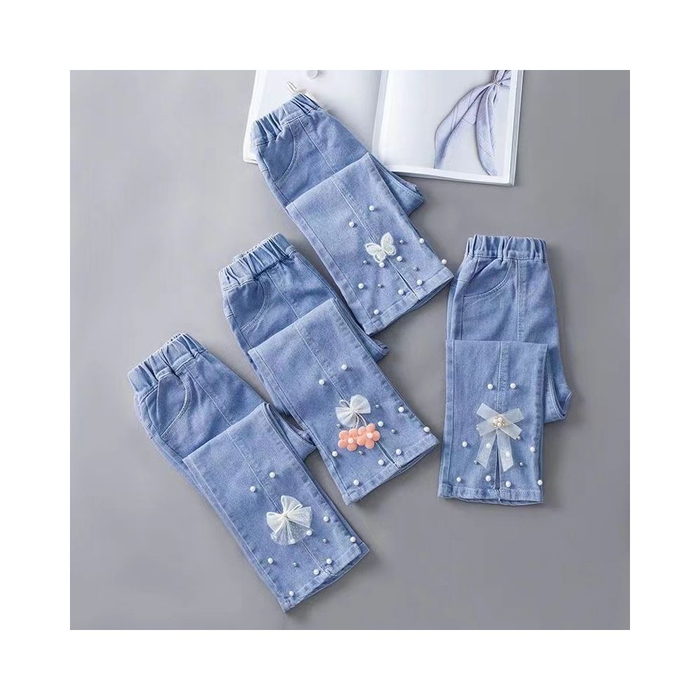 Children s denim bell bottoms 2025 Spring and Autumn style girls pants baby casual pants girls outdoor wear stylish thin style image 0