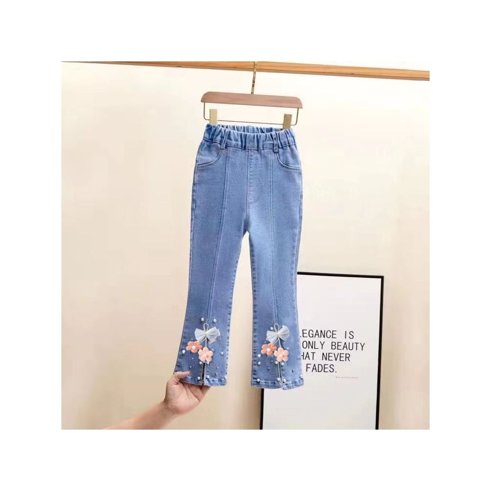 Children s denim bell bottoms 2025 Spring and Autumn style girls pants baby casual pants girls outdoor wear stylish thin style